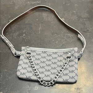 Michael Kors Silver and Gray Chain Belt Bag